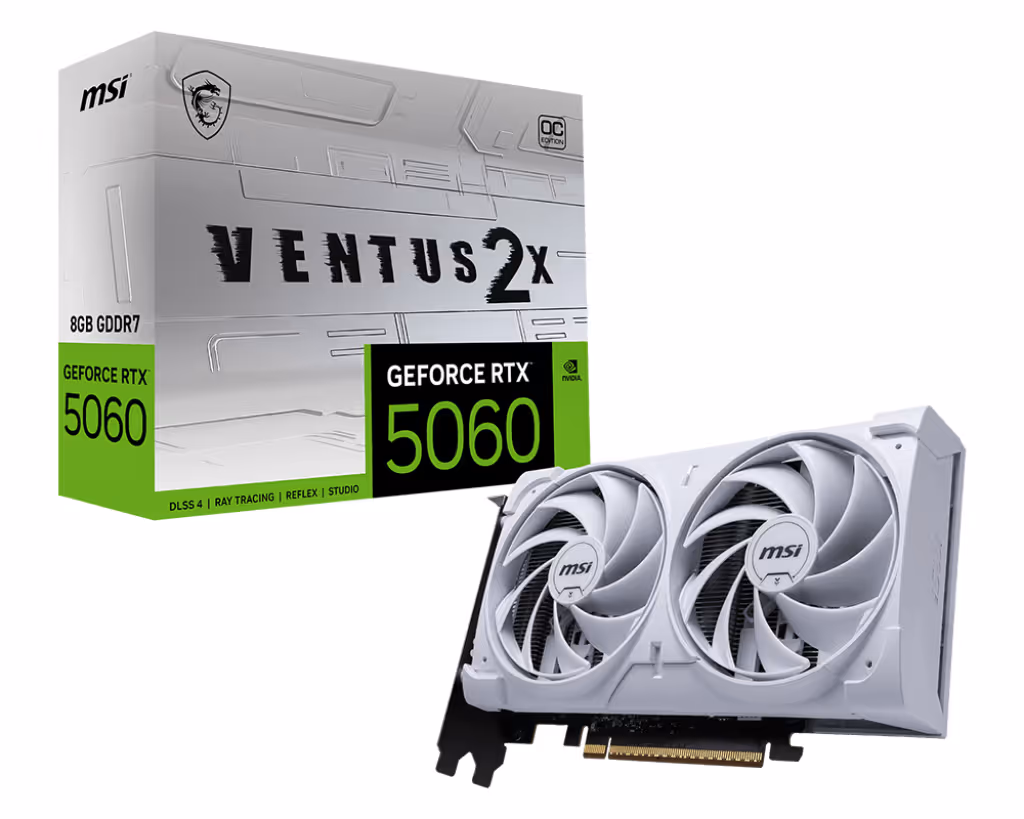 msi GeForce RTX 5060 VENTUS 2X OC 8 Go GDDR7 Reflex 2 RTX Blanc