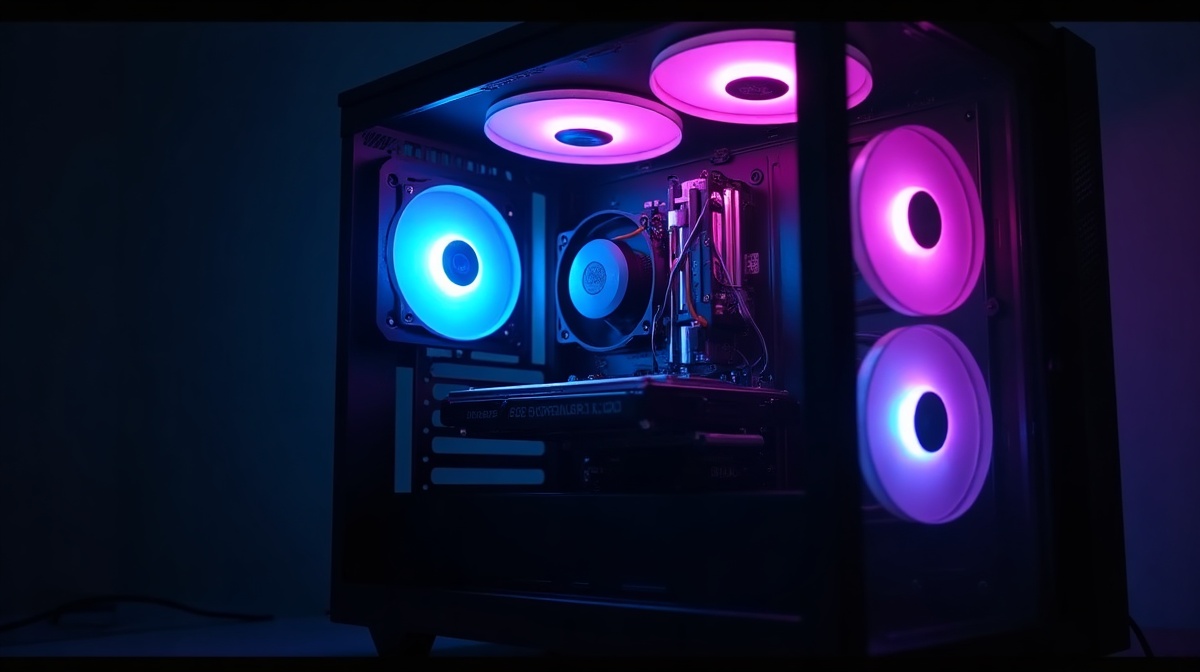 Boitier gaming ATX premium vitre temperee RGB 2026 - interieur visible
