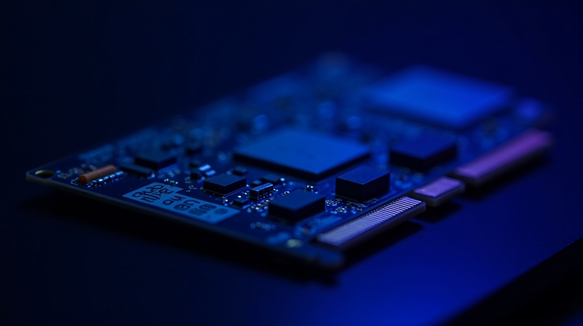 Macro puces NAND flash et controleur SSD NVMe M.2 - detail technique