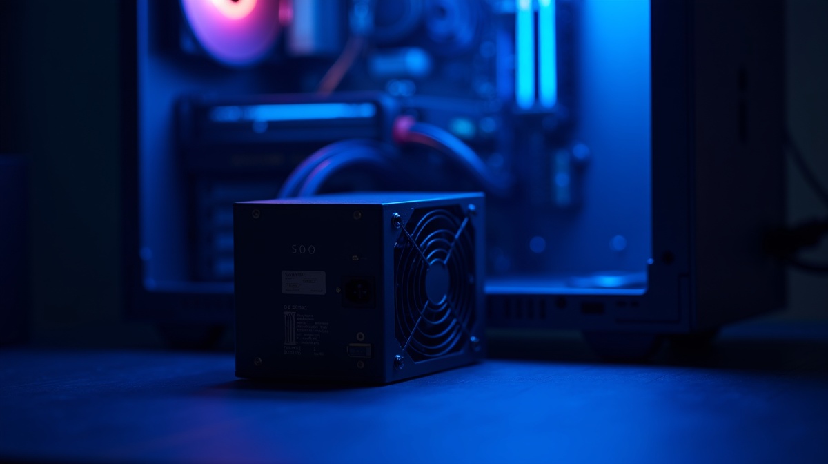 Alimentation SFX a cote d'une carte mere Mini-ITX dans un boitier compact - comparaison de taille