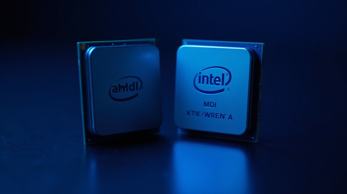 Comparaison visuelle de deux processeurs AMD et Intel - plateformes AM4 AM5 LGA1700