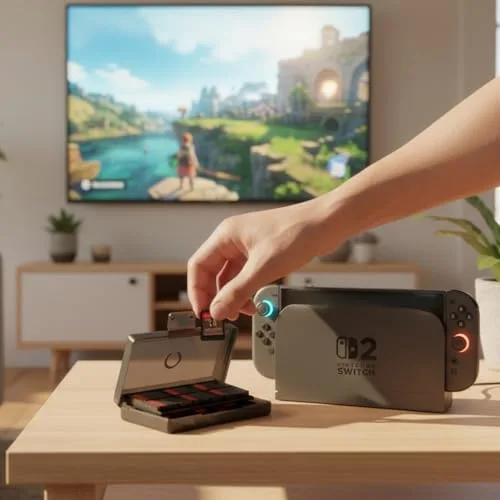 Boîtier de protection et transport - KONIX - Pour cartouches de jeux Nintendo Switch 2 - Antichoc - 24 rangements - Noir - vue 6