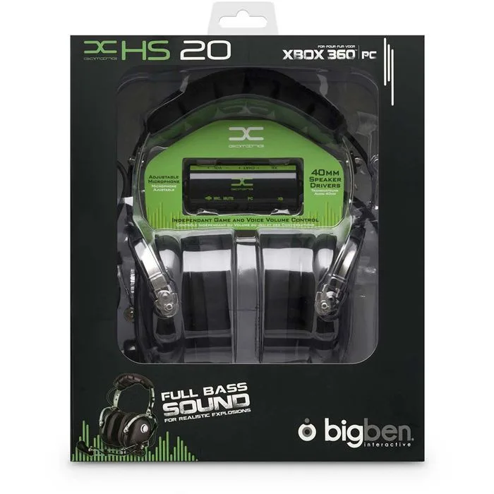 Bigben HS20 Casque Filaire Gaming Xbox 360 + PC Noir