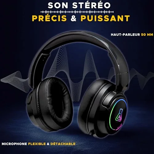 Casque Gamer sans fil - The G-Lab - KORP IRIDIUM - Microphone - RGB - PC/PS4/Xbox One - Noir - vue 2