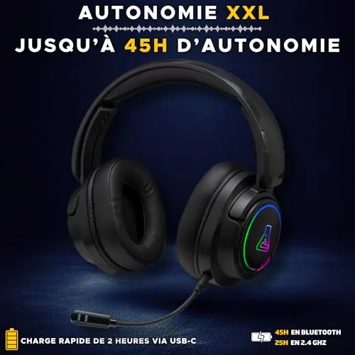 Casque Gamer sans fil - The G-Lab - KORP IRIDIUM - Microphone - RGB - PC/PS4/Xbox One - Noir - vue 5