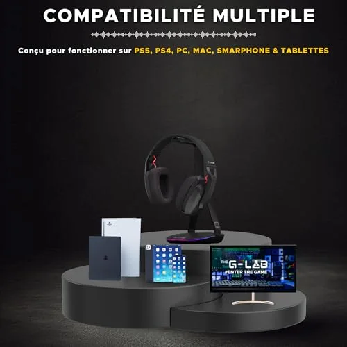 Casque Gamer sans fil - The G-Lab - KORP PLATIINIUM - Microphone - PC/PS4 / Xbox One - Noir - vue 6