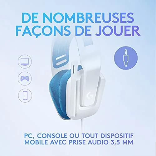 Casque Gaming Filaire Logitech G335 Blanc - vue 3