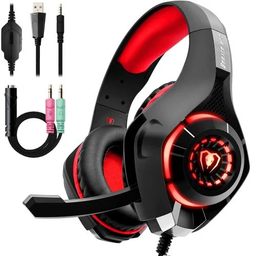 Casque Gaming PS4 Xbox One Rouge LED Micro