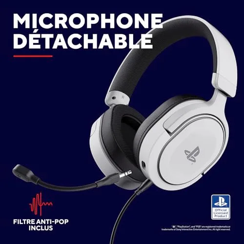 Casque gaming PS5 - Trust - GXT 498 Forta - Licence officielle PlayStation - Micro - Jack 3.5 mm - Filaire - Blanc - vue 6