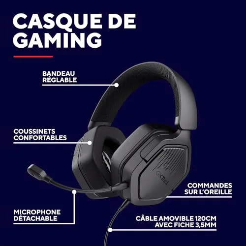 Casque Gaming - Trust Gaming - GXT 1492 Ravox - Jack 35 mm - PS5 PS4 Switch PC Xbox Mobile - Microphone Amovible - vue 2