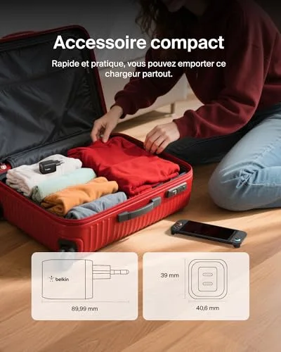 Chargeur Belkin ENA007KQBK Double USB-C 65W GaN - vue 5