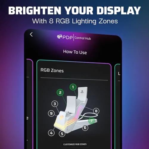 Chargeur double Afterglow Wave PDP 052-022-WH blanc PS5 RGB - vue 4