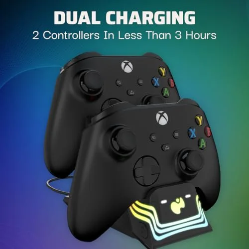 Chargeur double PDP Afterglow Wave Noir Xbox Series X S RGB - vue 2