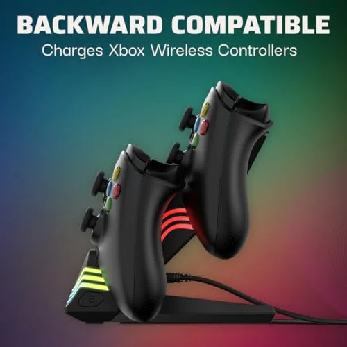 Chargeur double PDP Afterglow Wave Noir Xbox Series X S RGB - vue 5