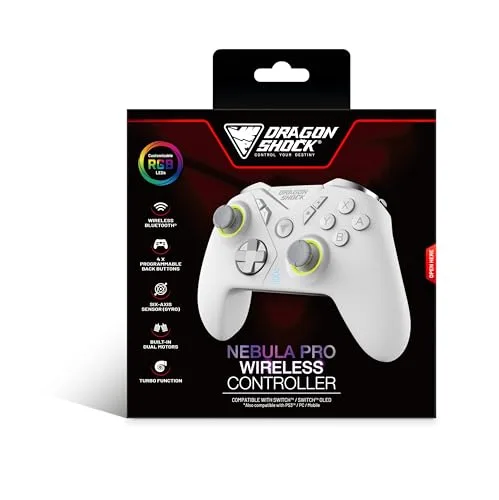 DragonShock - NEBULA PRO - Manette Gaming Blanche à Palettes Bluetooth compatible Nintendo Switch/Switch Lite/Switch - vue 8