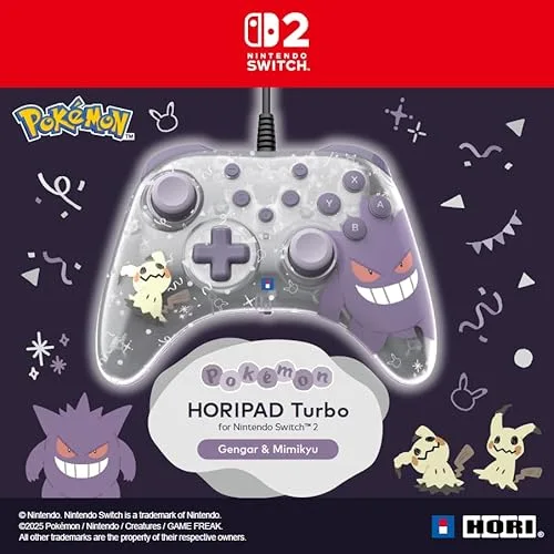 Hori HORIPAD Turbo Gengar & Mimikyu Manette filaire USB-A 3m Switch 2 - vue 7