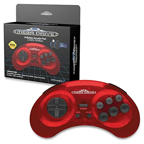 Retrobit Sega Mega Drive CRIMSON RED 8 boutons sans fil 2.4Ghz