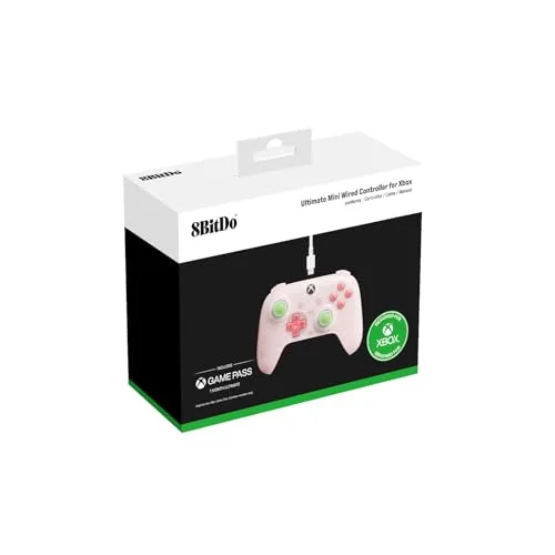 Manette 8BitDo Ultimate Mini Clear Pink filaire Xbox PC LED - vue 6
