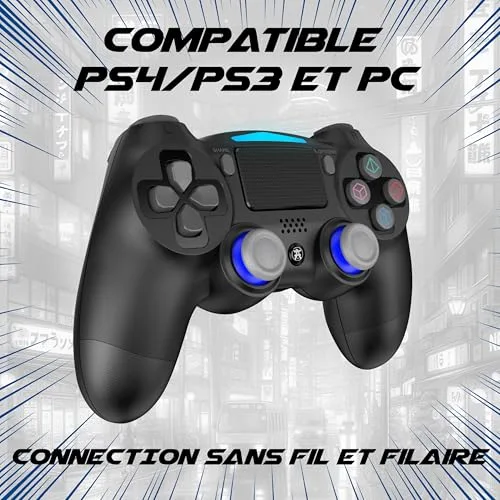 Manette de jeu - AKUMA - Isekai P01 - Compatible PS4/PS3/PC - Rechargeable - Connexion Bluetooth/USB - vue 2