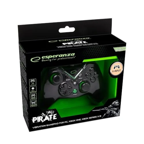 Manette de jeu - ESPERANZA - Esperanza Pirate - Filaire - Noir/Vert - PC - vue 3