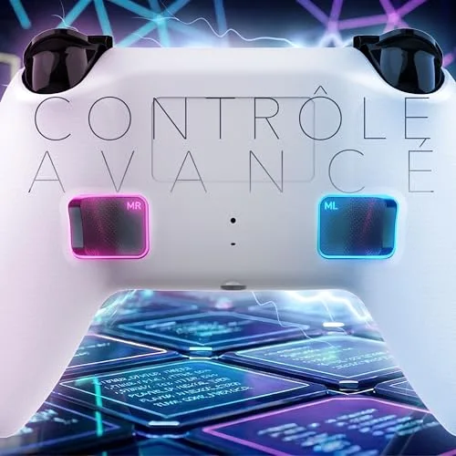 Manette de jeu - TRADE INVADERS - Manette Bluetooth pour PS5 LED - Blanche - Joysticks à effet Hall - Vibration - vue 4