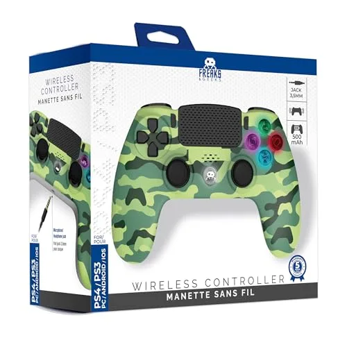 Manette de jeu - TRADE INVADERS - Manette Sans Fil Camo Vert pour PS4 - Bluetooth - Prise jack 35 mm - Double vibration - vue 2