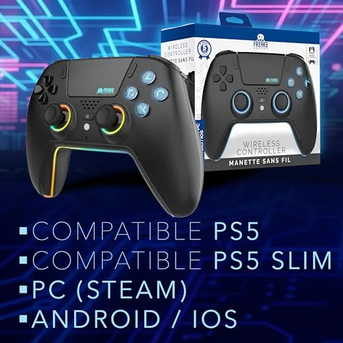 Manette de jeu - TRADE INVADERS - PS5 LED - Bluetooth - Éclairage LED dynamique - Batterie 1000 mAh - vue 7