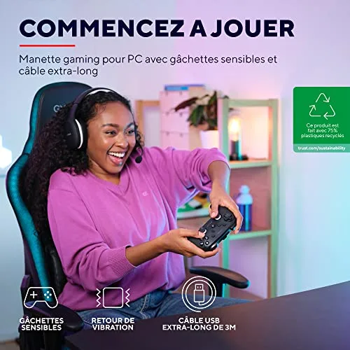 Manette de jeu - TRUST - GXT 542 Muta - Sans Fil Bluetooth/2.4GHz - 75% Matériaux Recyclés - Noir - vue 2