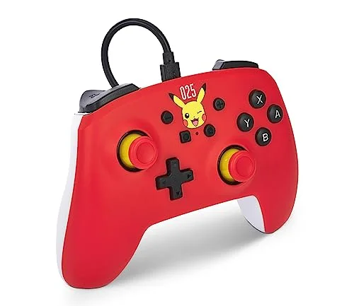 Manette filaire Gamepad PowerA pour Nintendo Switch - Pikachu Rieur - Jaune - Vibration - vue 3
