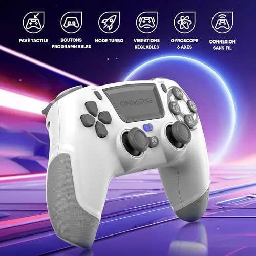 Manette sans fil Oniverse Revolt pour PS4 PC et Mobile Bluetooth Blanc Lune - vue 6