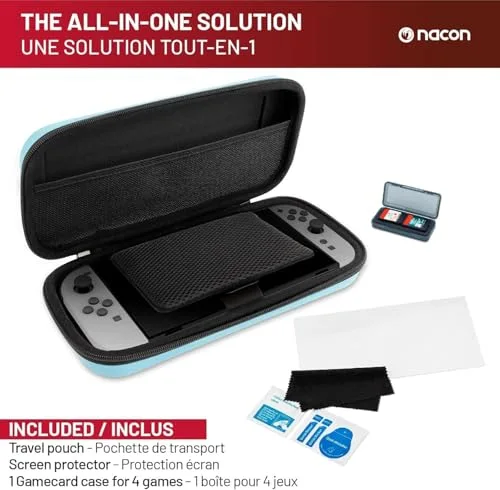Nacon pack de 3 éléments Bleu pour Switch 2 1 pochette rigide 1 protection décran Boite de rangement pour jeux - vue 2