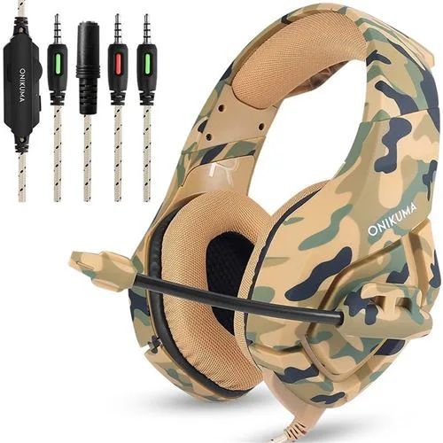 ONIKUMA K1-B Casque Gaming Filaire Marron Camouflage
