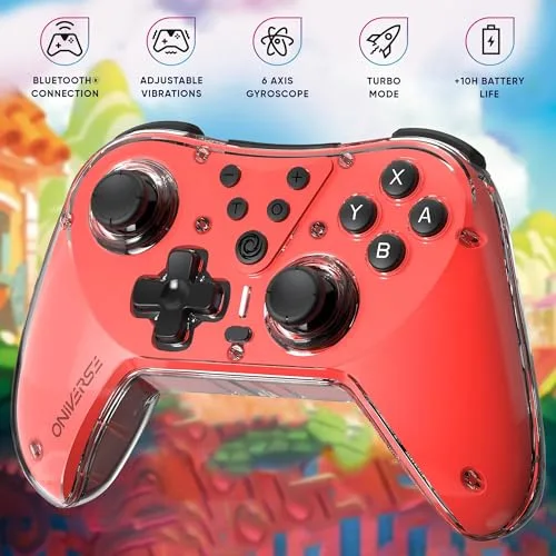 Pack 2 en 1 Manette Sans Fil - ONIVERSE - Astralite - Rouge - Vibrations Réglables - Gyroscope 6 Axes - vue 5