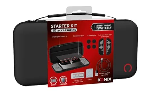 Pack d’accessoires gaming - KONIX - Nintendo Switch 2 - Housse - 4 appuie-pouces - Verre trempé - Boîtier 9 jeux - vue 6
