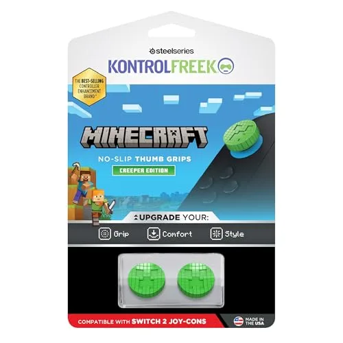 Pack de 2 Minecraft Performance Thumbsticks - STEELSERIES - KontrolFreek - Creeper Edtion - Pour JoyCon Switch 2 - Vert - vue 6