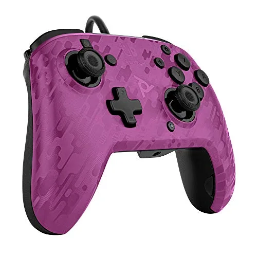 PDP Afterglow Manette Filaire Camouflage Violet Pour Nintendo Switch - Licence Officielle - Port Jack Audio - vue 4