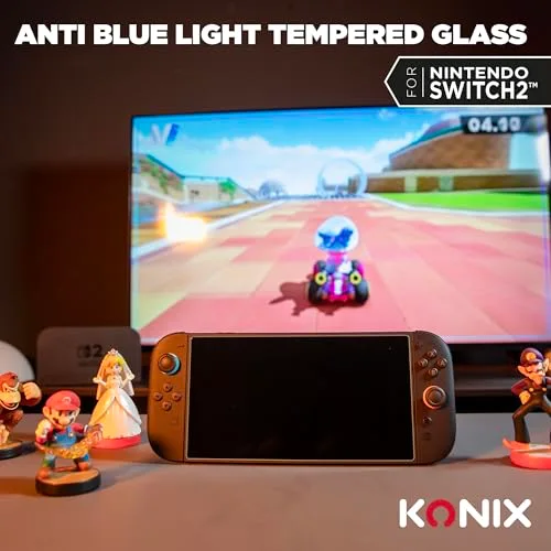 Protection d’écran en verre trempé - KONIX - Nintendo Switch 2 - Anti-lumière bleue - Anti-bulle - Indice de dureté 9H - vue 2