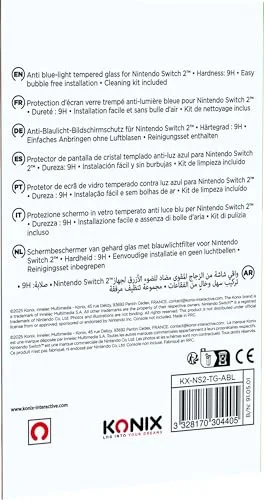 Protection d’écran en verre trempé - KONIX - Nintendo Switch 2 - Anti-lumière bleue - Anti-bulle - Indice de dureté 9H - vue 6