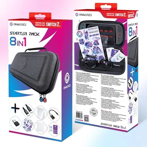 Starter kit 8 en 1 - Oniverse - Pack complet Etui de transport Protection Ecran et Accessoires pour Nintendo Switch 2 - vue 7