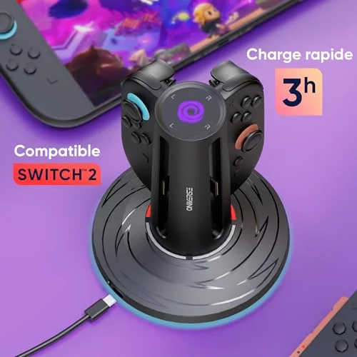 Station de Charge - Oniverse - Nintendo Switch 2 - Recharge 4 Joy-Cons - Indicateurs LED - USB-C - vue 2