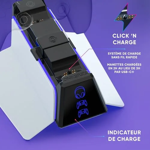 Station de charge ONiVERSE Station X3 PS5 LED - vue 3