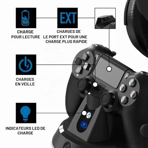 Station de chargement - Stealth - Ultimate - Noir - Accessoire PS4 - 5 en 1 - vue 6