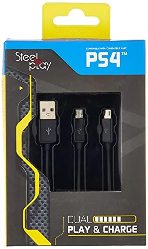 STEELPLAY Câble Dual Play & Charge - Pour manettes PS4 - Longueur : 3m - vue 2