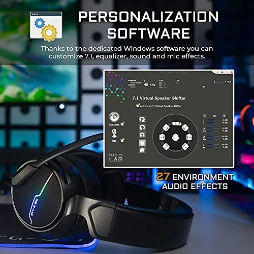 THE G-LAB Korp Thallium Casque avec micro Gaming - 7.1 Digital Sound - Compatible PC PS4 - vue 5