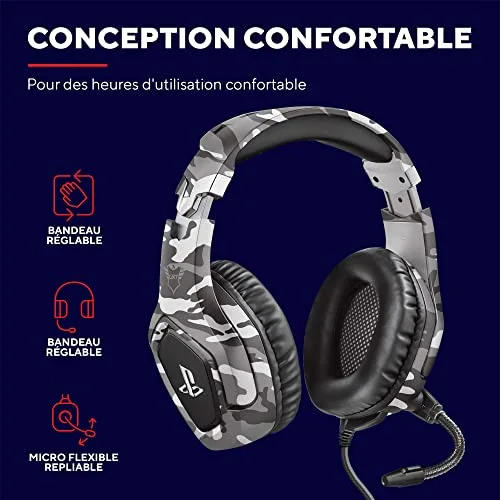 Trust Gaming Casque Gamer PS4 et PS5 avec Licence Officielle pour Playstation GXT 488 Forze-G Microphone Flexible - vue 5