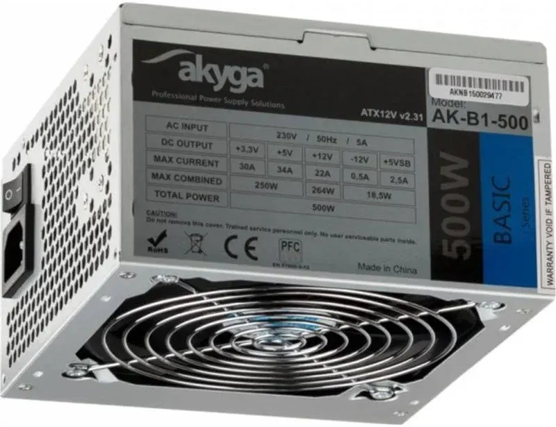 Alimentation Akyga 500W ATX Certifiée CE AK-B1-500 Refroidissement actif - image 4