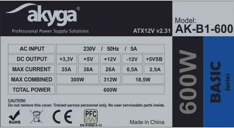 Alimentation Akyga 600W Non-Modulaire ATX AK-B1-600 Protection avancée - image 5