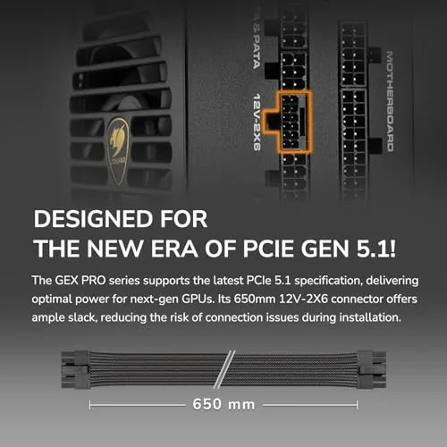 Alimentation PC Gaming - COUGAR - GEXPRO 850W - 80 PLUS Gold - Modulaire - PCIe 12+4 Pin - vue 4