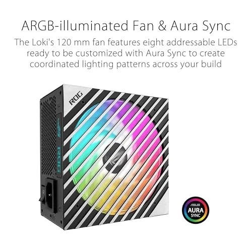 ASUS ROG Loki SFX-L ARGB 1200W 80+ Titanium modulaire noir et blanc - vue 6