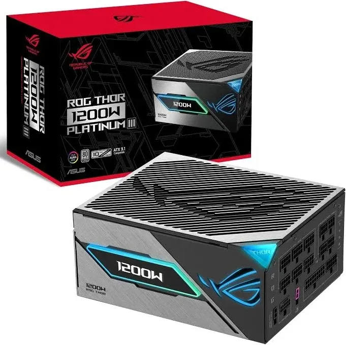 Alimentation PC modulaire ASUS ROG Thor Platinum III 1200W 80 PLUS Platinum noir et gris - image 2